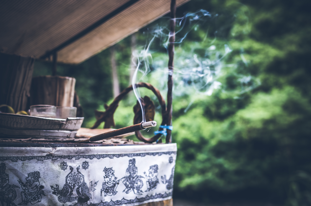 the flow of air on an incense stick
